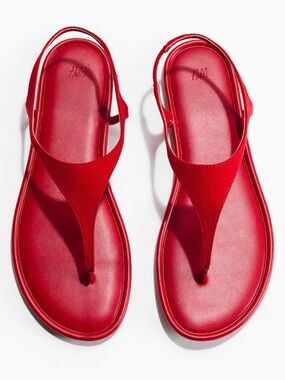 H&M Red T-Strap Slingback Sandals